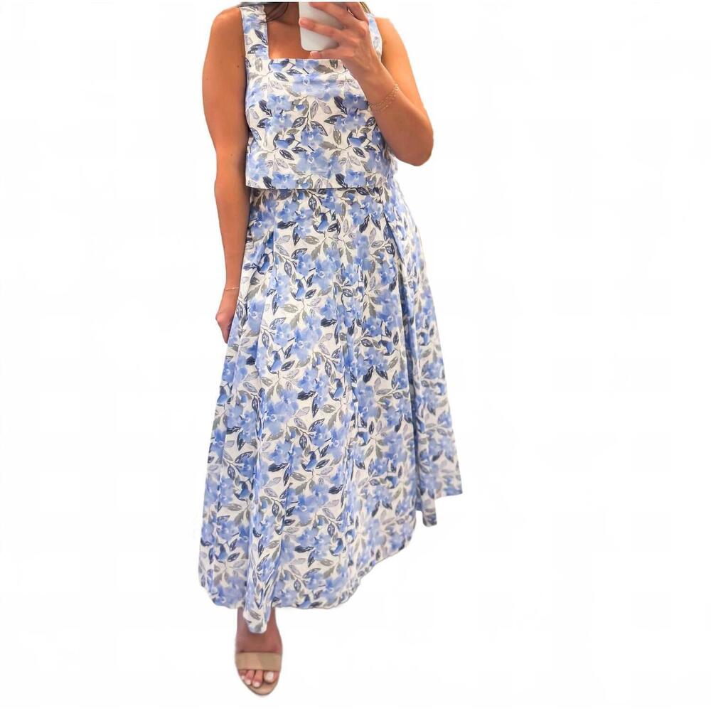 NEW MABLE skies over savannah floral skirt set in blue